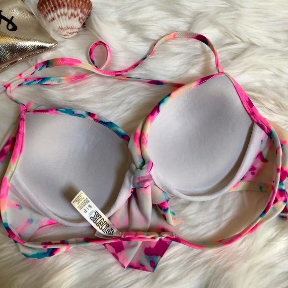 VS PINK Tie Dye Push Up Flounce Bikini Top. - Picture 3 of 4